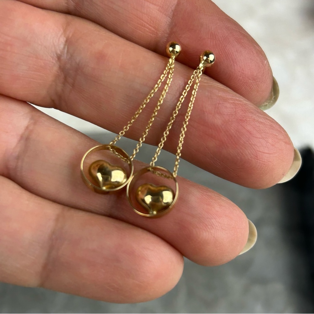 Bloomingdale’s Dainty 925 Sterling Silver Gold Plated Heart Drop Earrings Fairy